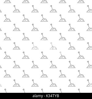 Unique digital shovel and pile of sand seamless pattern with various icons and symbols on white background flat vector illustration Stock Vector