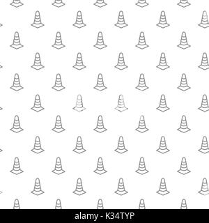 Unique digital road cones seamless pattern with various icons and symbols on white background flat vector illustration Stock Vector