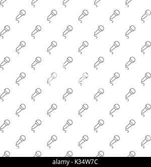Unique digital microphones seamless pattern with various icons and symbols on white background flat vector illustration Stock Vector