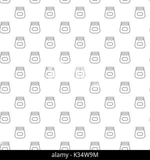 Unique digital jars with honey seamless pattern with various icons and symbols on white background flat vector illustration Stock Vector