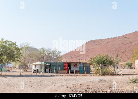 BERGSIG, NAMIBIA - JUNE 28, 2017: A shebeen in Bergsig, a small village in the Kunene Region of Namibia Stock Photo