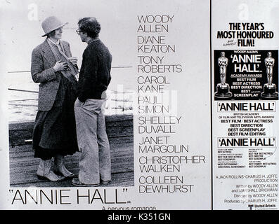 ANNIE HALL DIANE KEATON, WOODY ALLEN     Date: 1977 Stock Photo