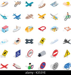 Crossroad icons set, isometric style Stock Vector