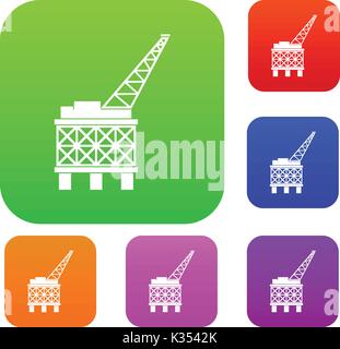 Oil platform set collection Stock Vector