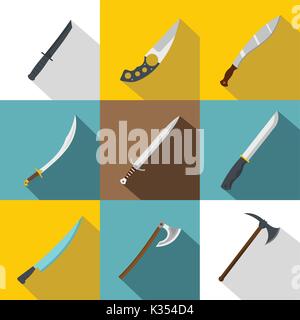 Cold arms icon set, flat style Stock Vector