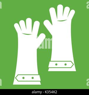 Heat resistant gloves for welding icon green Stock Vector