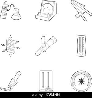 Measuring device icons set, outline style Stock Vector