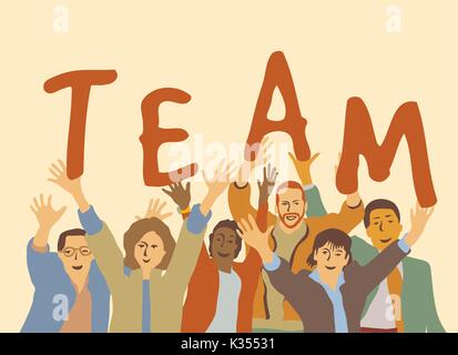 Happy team group people. Stock Vector