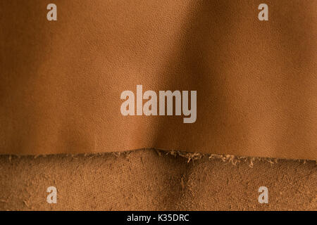 genuine light brown leather texture background honey color for fashion designers. Stock Photo