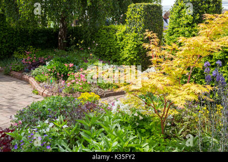 An impressive and colourful display of decorative flowering plants and shrubs at the 2017 RHS Malvern Spring Show, Worcestershire, England, UK Stock Photo