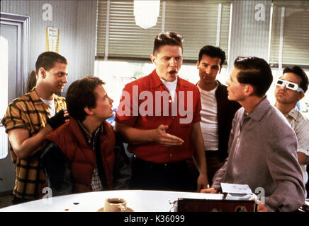 BACK TO THE FUTURE , MICHAEL J FOX, THOMAS F WILSON, BILLY ZANE, CRISPIN GLOVER, CASEY SIEMASZKO     Date: 1985 Stock Photo