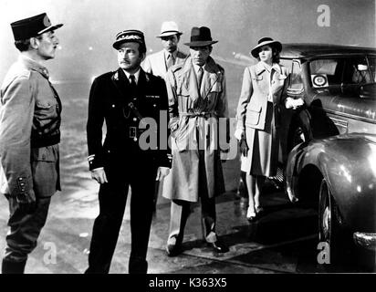 CASABLANCA L-R: , CLAUDE RAINS, HUMPHREY BOGART, PAUL HENREID, HUMPHREY BOGART, INGRID BERGMAN Stock Photo