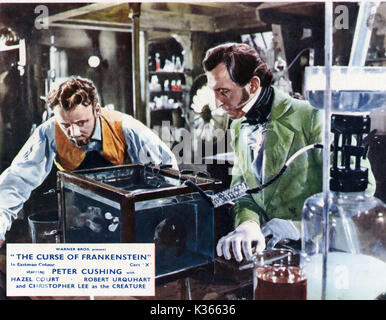 THE CURSE OF FRANKENSTEIN ROBERT URQUHART AND PETER CUSHING A HAMMER FILM PRODUCTION     Date: 1957 Stock Photo