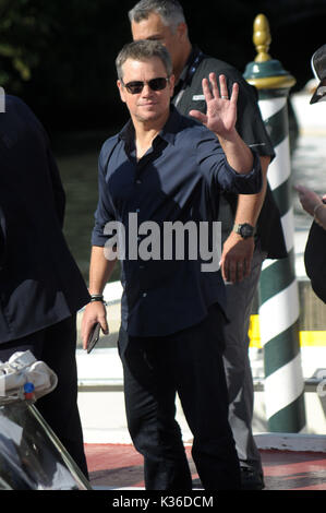 Venice, Italy. 01st Sep, 2017. 74th Venice Film Festival, Personalities leaving Excesior pier. Pictured: Matt Damon Credit: Independent Photo Agency Srl/Alamy Live News