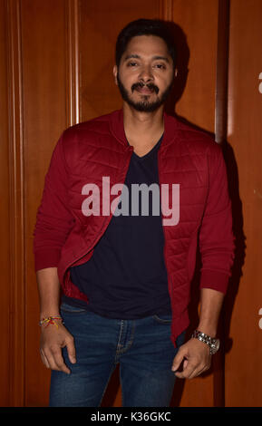 Mumbai, India. 1st Sep, 2017. Indian film actors Shreyas Talpade pose during the promotion of upcoming film 'Poster Boys'at hotel JW Marriott, Juhu in Mumbai Credit: Azhar Khan/Alamy Live News Stock Photo