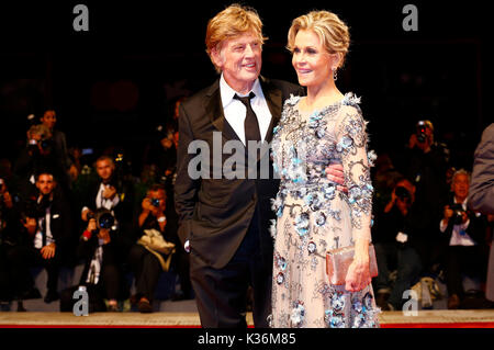 Robert Redford and Jane Fonda attending the 'Our Souls at Night' premiere at the 74th Venice International Film Festival at the Palazzo del Cinema on September 01, 2017  in Venice, Italy
