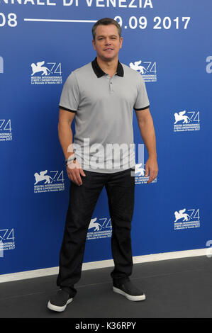 Venice, Italy. 02nd Sep, 2017. 74th Venice Film Festival, Photocall film 'Suburbicon' Pictured: Matt Damon Credit: Independent Photo Agency Srl/Alamy Live News Stock Photo