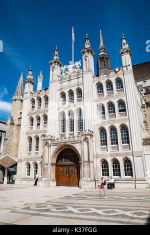 LONDON, UK - AUGUST 11TH 2017: A view of the facade of the historic Guildhall in the City of London, UK, on 11th August 2017. Stock Photo