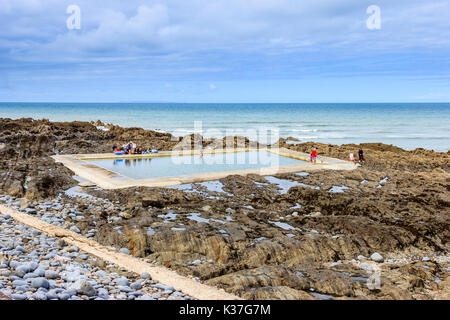 Seawater swimming pool at Westward Ho, Devon, England, UK Stock Photo