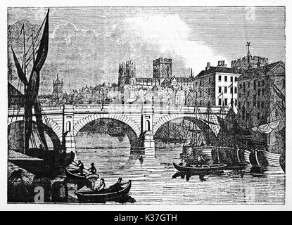 The Old Ouse Bridge, River Ouse, York, England, before being dismantled ...