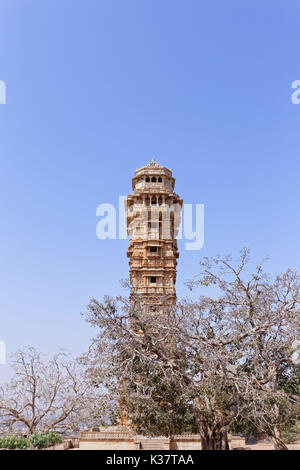 Chittorgarh, India. Vijaya Stambha (tower of victory) Stock Photo