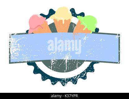 Vector illustration of a tasty ice cream label Stock Vector