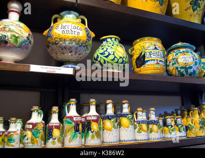 Italian-style jugs and jars for sale, San Gimignano, Tuscany, Italy. Stock Photo