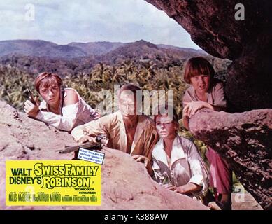 SWISS FAMILY ROBINSON TOMMY KIRK, JOHN MILLS, DOROTHY McGUIRE AND KEVIN CORCORAN A WALT DISNEY FILM     Date: 1960 Stock Photo