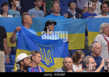 Telaviv, Israel. 31st Aug, 2017. Fans of Ukraine during EuroBasket Group B game between Germany and Ukraine. Credit: Michele Longo/Pacific Press/Alamy Live News Stock Photo