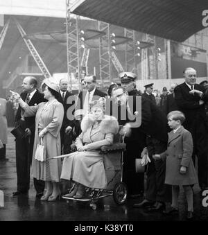 5th May 1951: Queen Elizabeth the Queen Mother, Queen Mary , Prince Henry the  Duke of Gloucester during a visit to the Festival of Britain on the South Bank in London 5th May 1951. Stock Photo