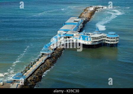 La Rosa Nautica Restaurant on breakwater, Miraflores, Lima, Peru, South America Stock Photo