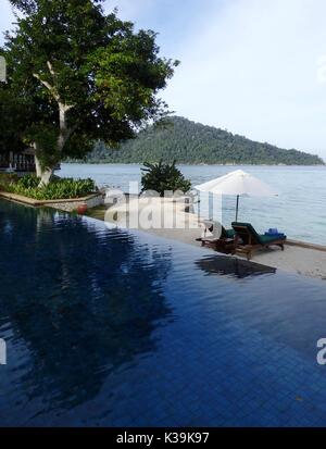 One of the best luxury hotels in the world, Pangkor Laut Resort in Malaysia and is unique as it's located on it's own island Stock Photo