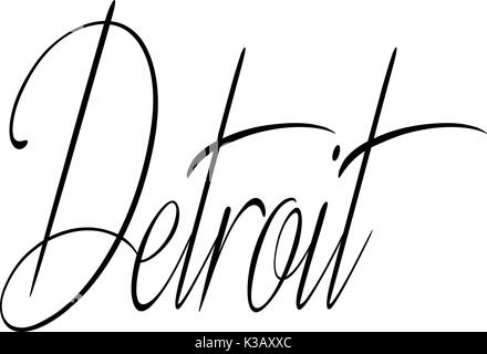 Detroit text sign illustration on white illustration Stock Vector