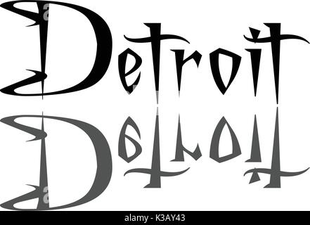 Detroit text sign illustration on white illustration Stock Vector