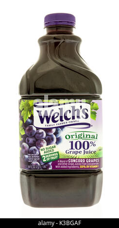 Winneconne, WI - 14 August 2017:  A bottle of Welch's concord grape juice in on an isolated background Stock Photo