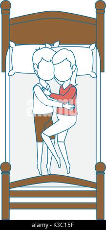 couple sleeping on the bed Stock Vector