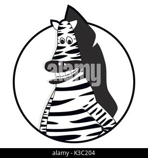 Zebra icon flat. Horse zebra isolated avatar. Black and white avatar gui sticker. Vector illustration Stock Vector