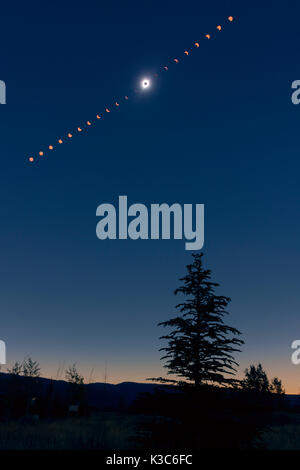 North American Total Solar Eclipse 2017. Sequence composite Stock Photo