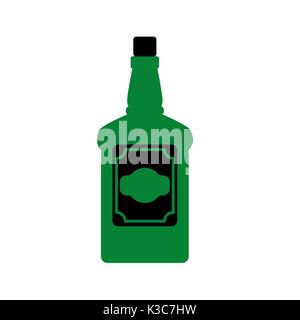 bottle of rum isolated. Traditional pirate binge Stock Vector