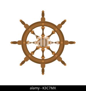 Handwheel isolated. Rudderl ship on white background Stock Vector