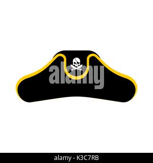 Pirates cap isolated. Hat buccaneer. Bones and skull. Corsair Accessory Stock Vector