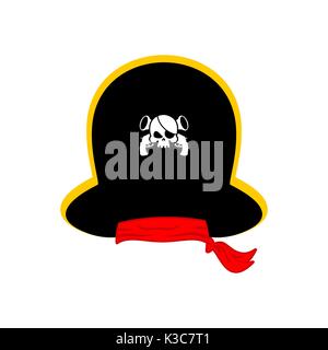Pirates cap isolated. Hat buccaneer. Bones and skull. Corsair Accessory Stock Vector