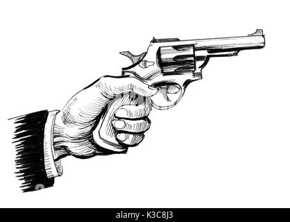 Hand with a revolver Stock Photo