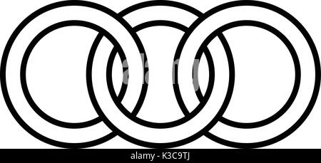 Interlocking circles, rings contour. Circles, rings concept icon Stock Vector