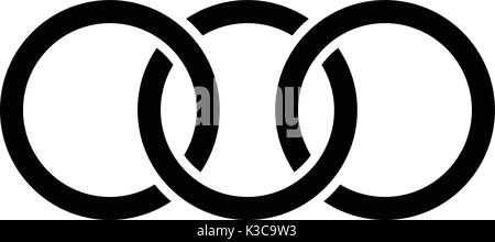 Interlocking circles, rings contour. Circles, rings concept icon Stock Vector