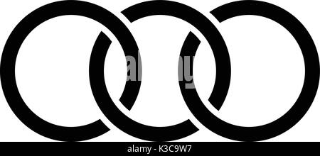 Interlocking circles, rings contour. Circles, rings concept icon Stock Vector
