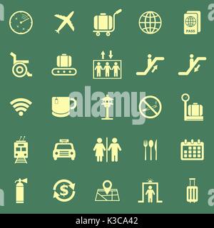 Airport color icons on green background, stock vector Stock Vector