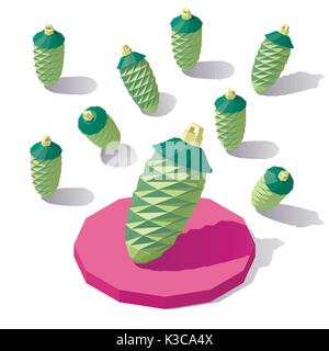 Isometric lowpoly fir cone Stock Vector