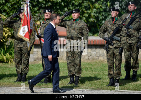 LUBIN, POLAND - AUGUST 31, 2017: Celebrations of the 35th anniversary of the Lubin Crime and the 37th anniversary of the founding Solidarnosc. Stock Photo