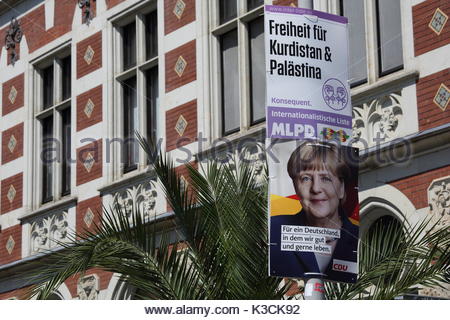 Political placards in Erfurt Germany in the weeks before the German election. Stock Photo
